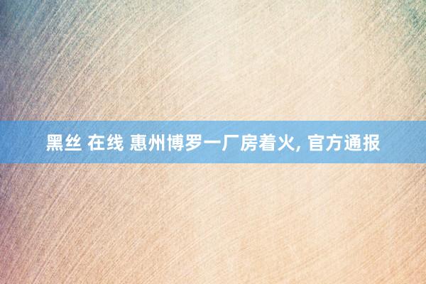 黑丝 在线 惠州博罗一厂房着火， 官方通报